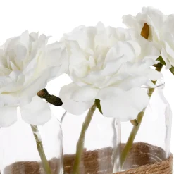 3 Floreros De Vidrio Con Rosas 22Cm