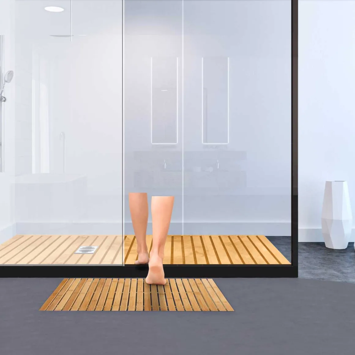 Alfombra De Bambú P/El Baño 40x60Cm