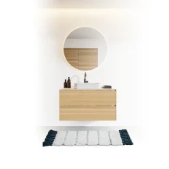 Alfombra de Baño Azul Petróleo Con Pompones 50x75c