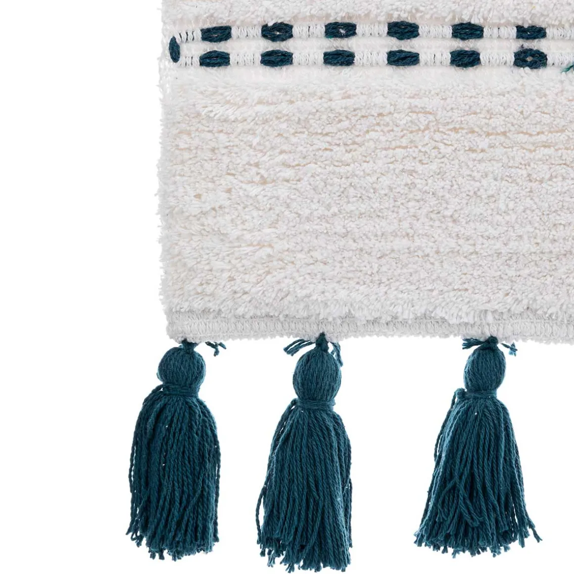 Alfombra de Baño Azul Petróleo Con Pompones 50x75c