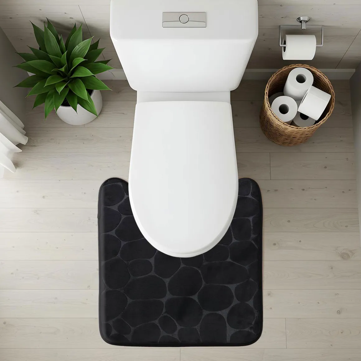 Alfombra de baño con contorno negro 45x50cm