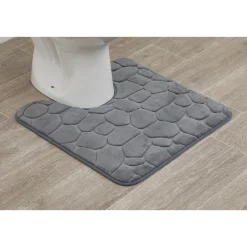 Alfombra de baño gris oscuro con contorno