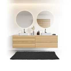 Alfombra De Baño Gruesa Negra 50x120Cm