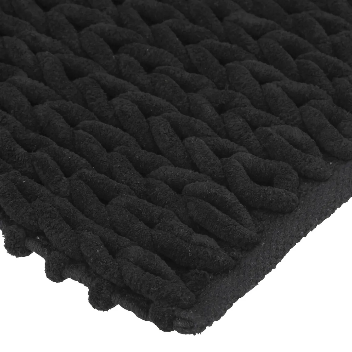 Alfombra De Baño Gruesa Negra 50x120Cm