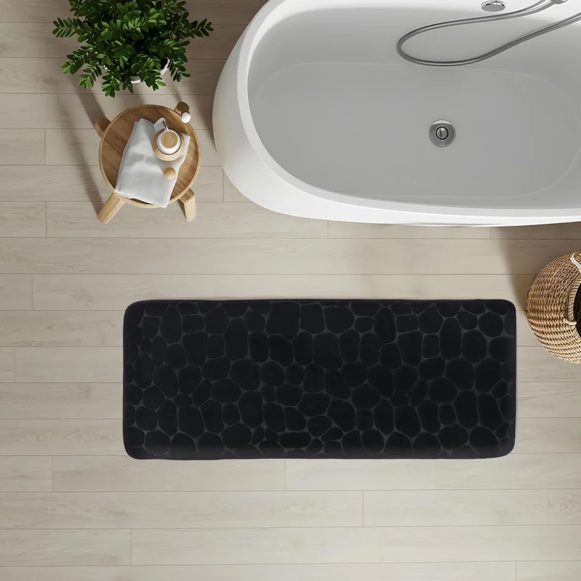 Alfombra de baño microfibra MEMOIRE negro 45x120cm