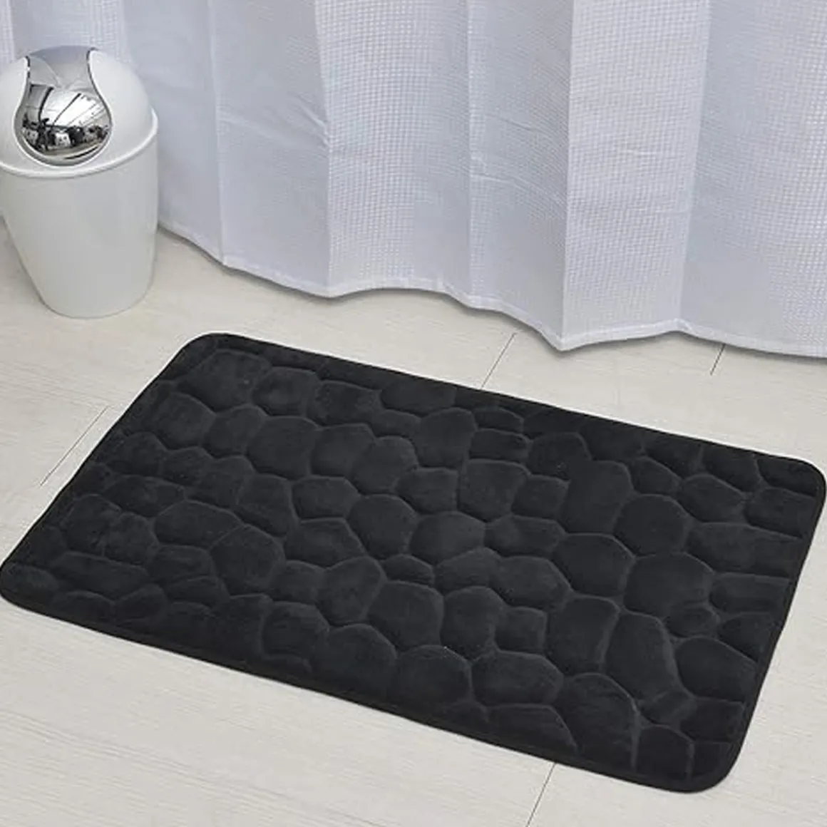 Alfombra de baño microfibra MEMOIRE negra 50x80cm