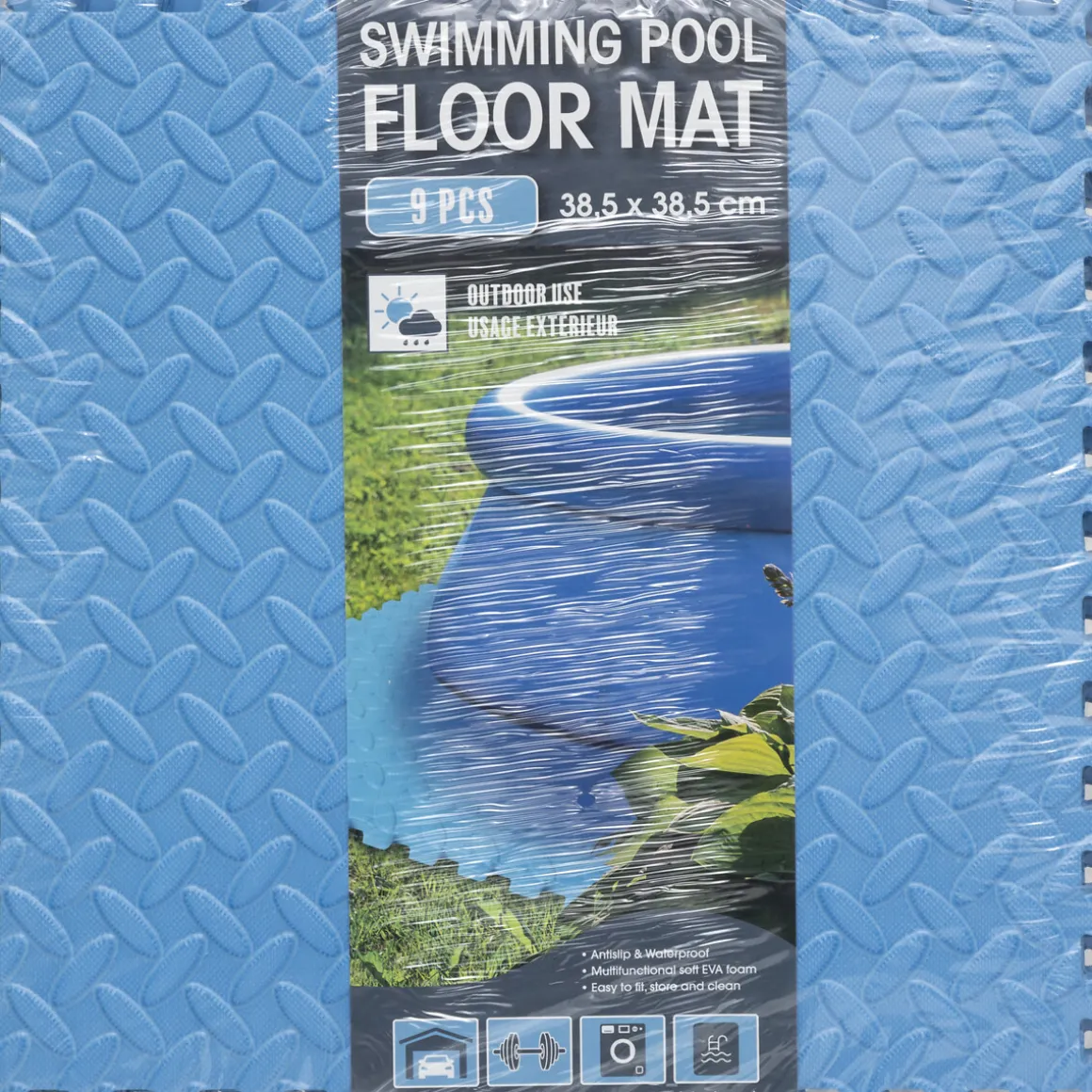 Alfombra de esponja para piscina azul 9 piezas