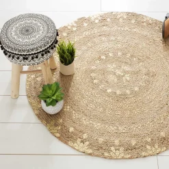 Alfombra dorada de yute 115cm