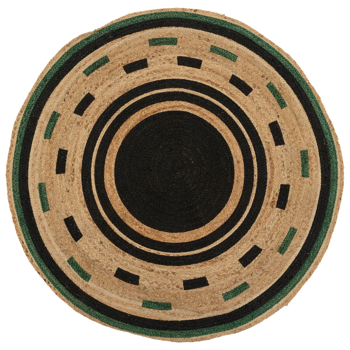 Alfombra redonda estampada MALAKITE de yute 120cm