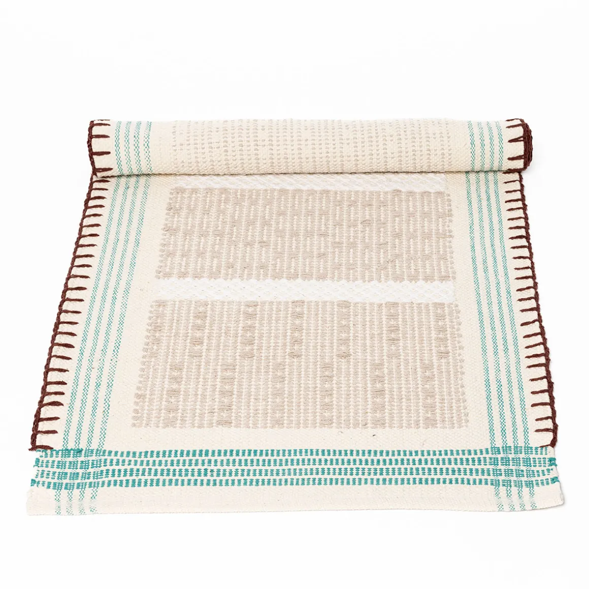 Alfombra WONJA taupe y azul 60x150cm