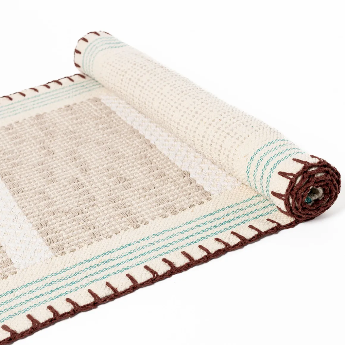 Alfombra WONJA taupe y azul 60x150cm