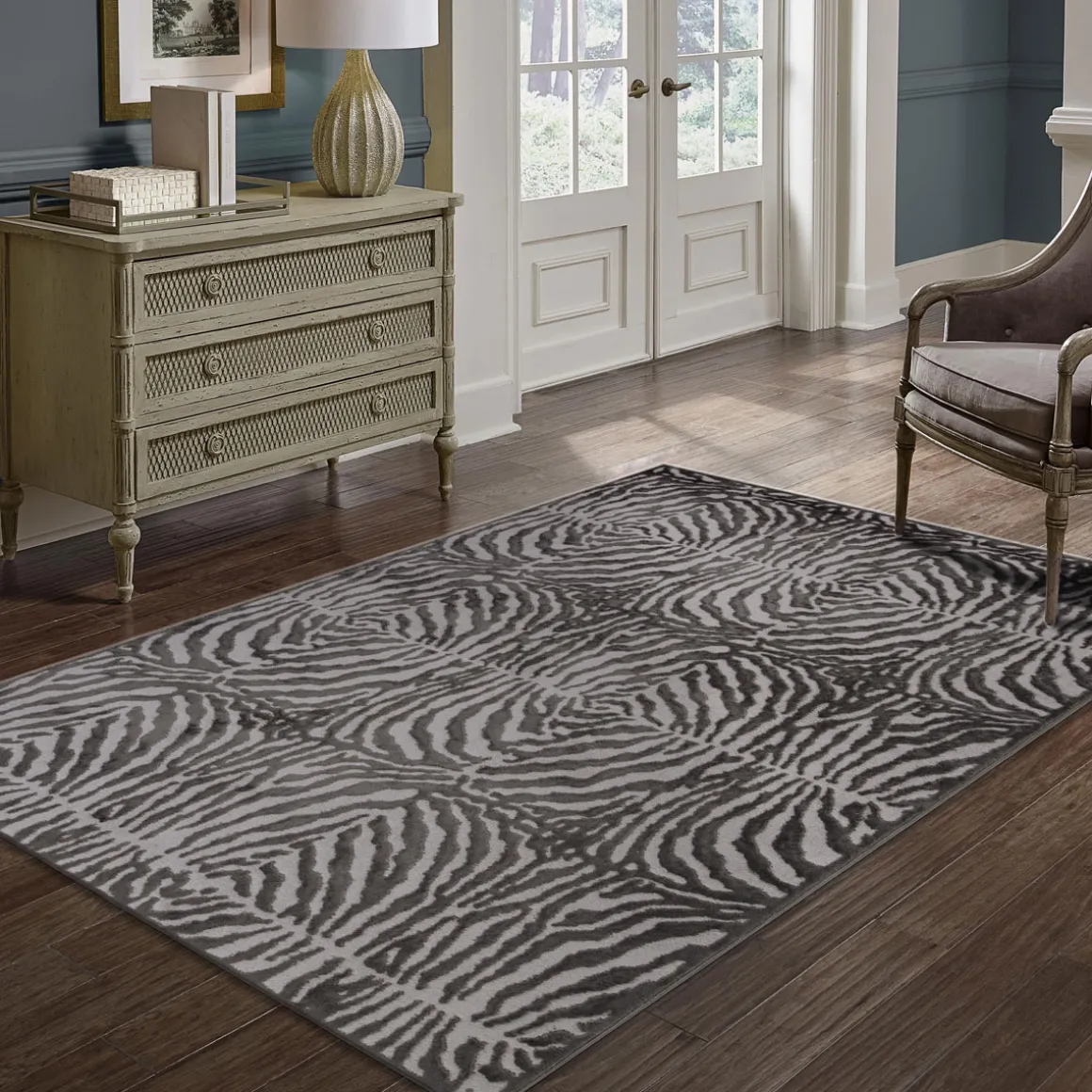 Alfombra Zaha Antracita Cebra 120x160Cm