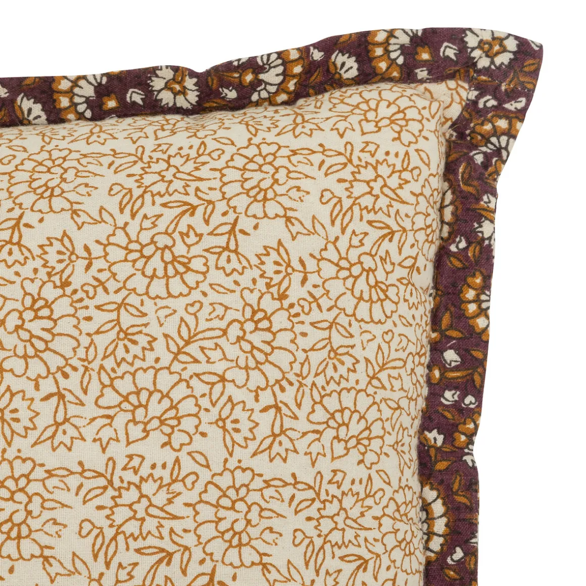 Almohada Indie Beige Con Flores 38x58cm