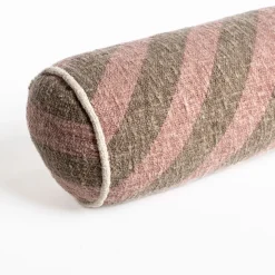 Almohada STRIPES rosa y marrón 15x50cm