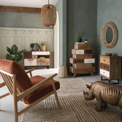 Aparador C/8 Cajones Madera 76x35x107Cm