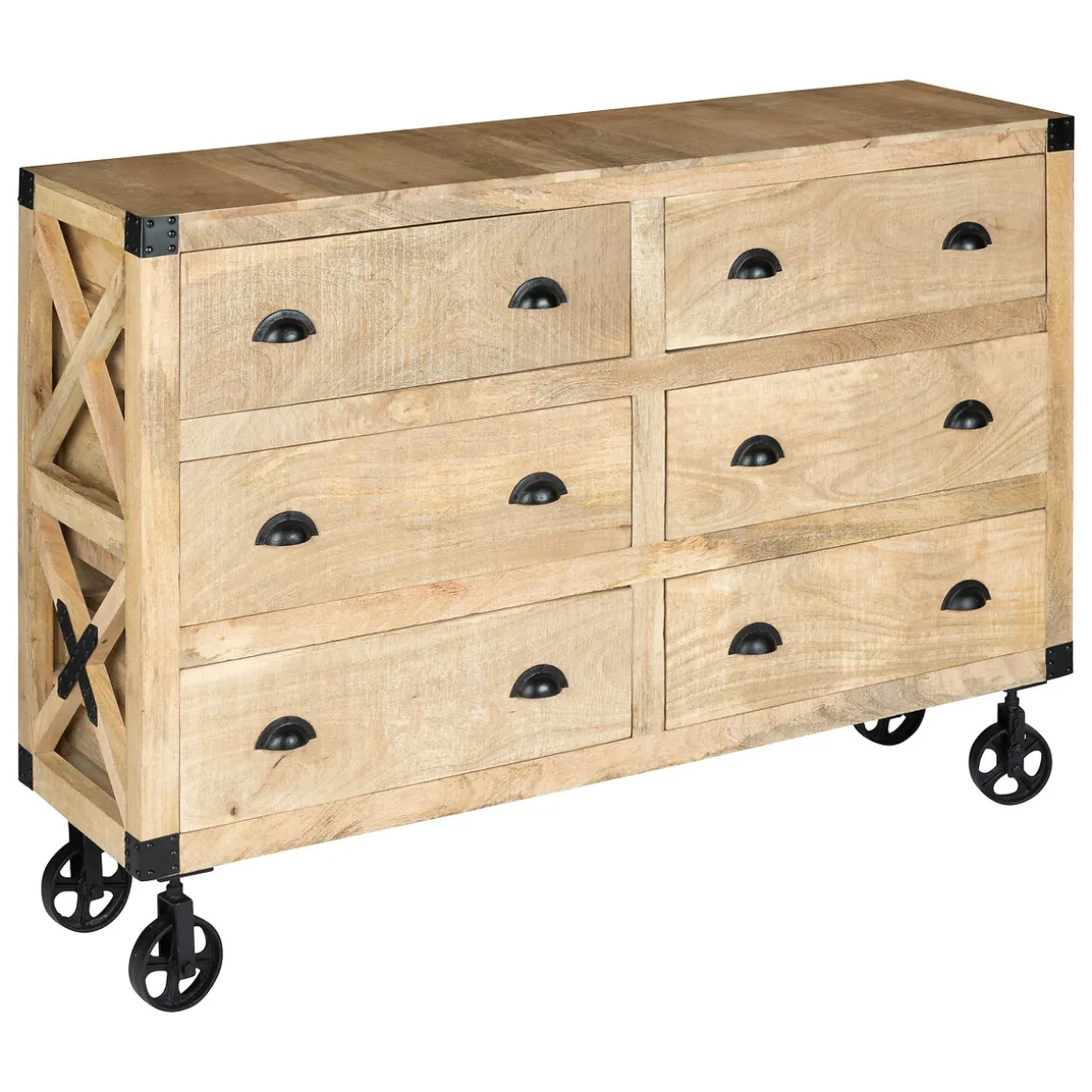 Aparador Silas Marrón De Madera Con 6 Cajones