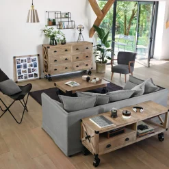 Aparador Silas Marrón De Madera Con 6 Cajones