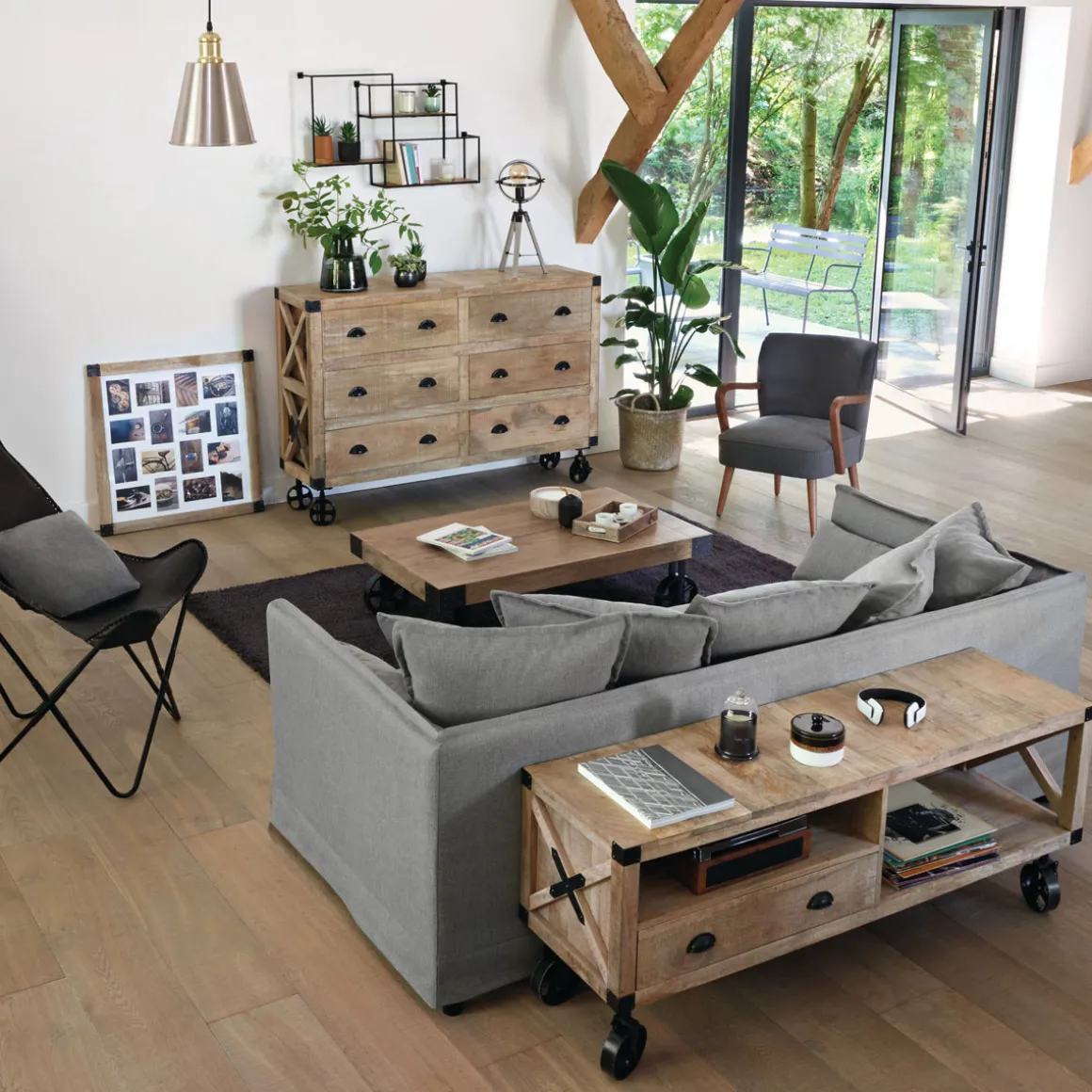 Aparador Silas Marrón De Madera Con 6 Cajones