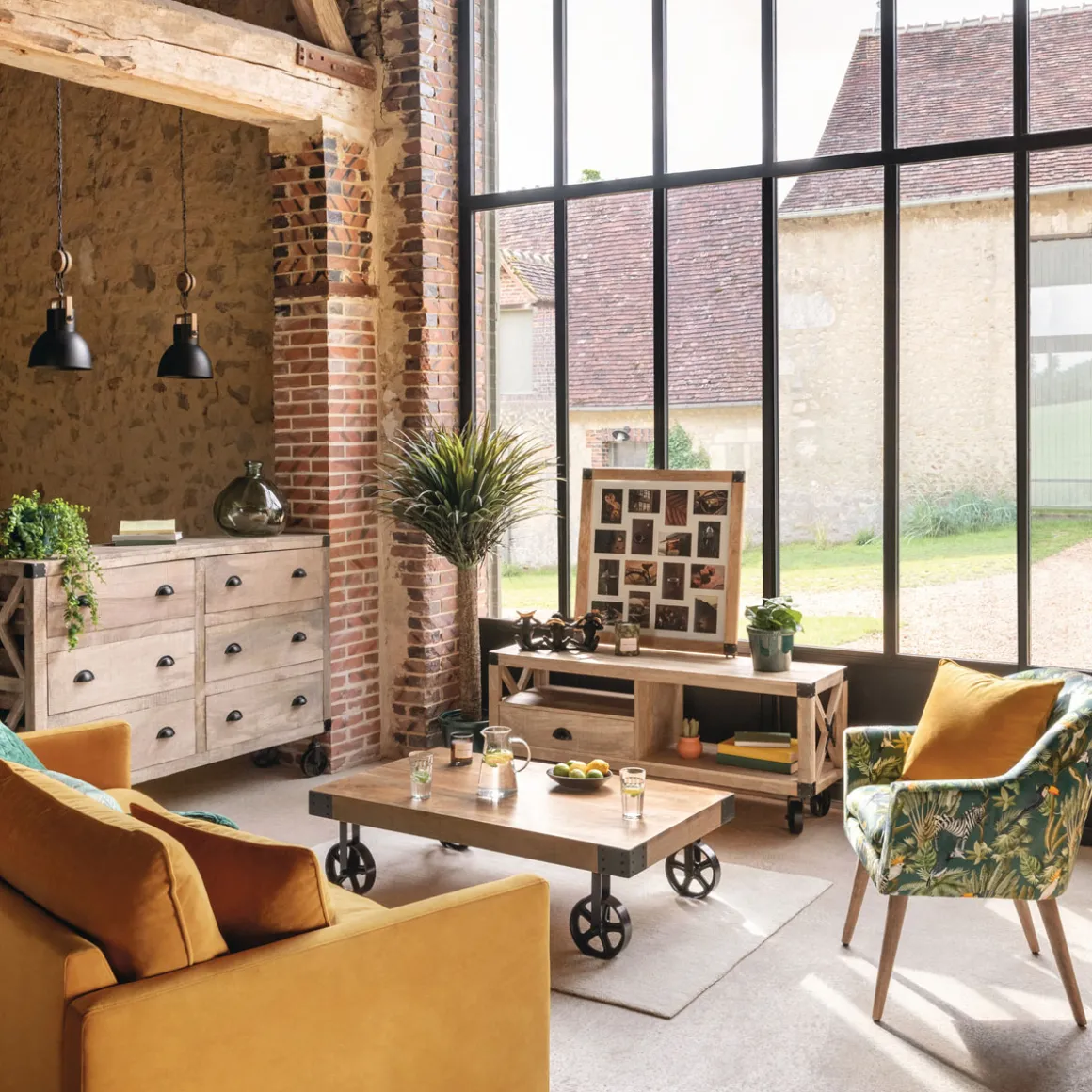 Aparador Silas Marrón De Madera Con 6 Cajones