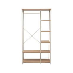 Armario de metal beige con estantes