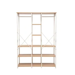 Armario doble de metal beige con estantes