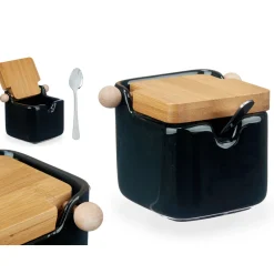 Azucarero Cerámica Negro C/Tapa 190Ml