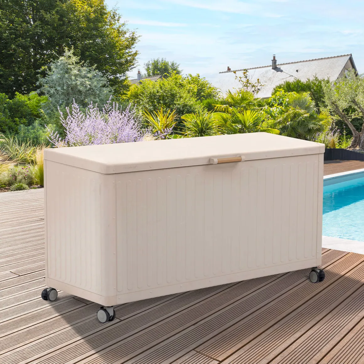 Baúl de almacenaje EDENIO de acero color argile