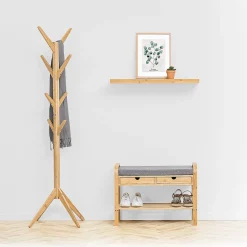 Banco C/Estante Jano De Bambú 74x34x55Cm