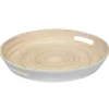 Bandeja Blanca Redonda De Bambú 42Cm