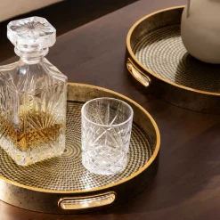 Bandeja Elya De Vidrio Dorado 31cm