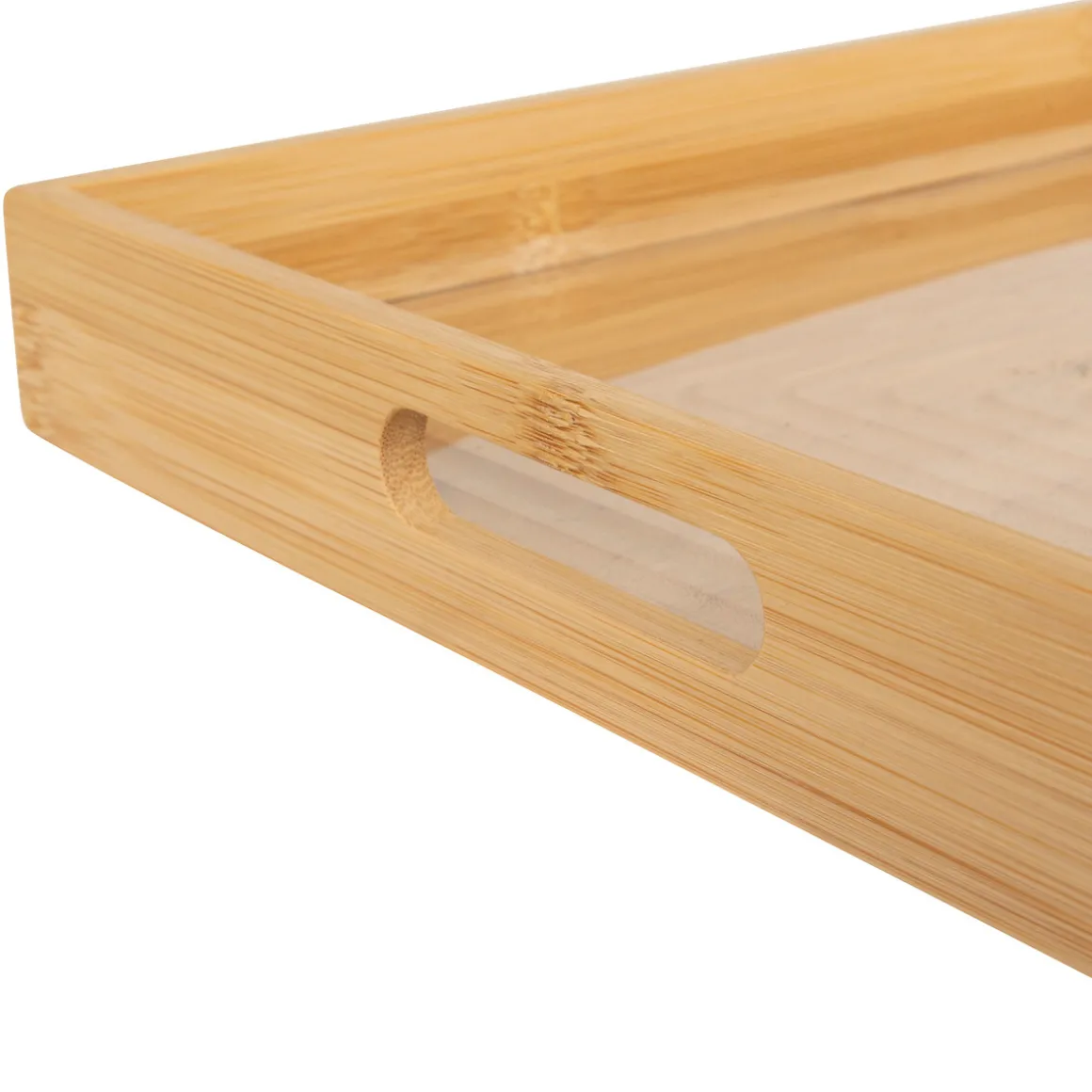 Bandeja rectangular beige de bambú