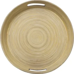Bandeja Redonda De Bambú Negro 42Cm