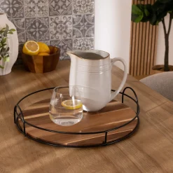 Bandeja redonda MINA natural de bambú 34cm