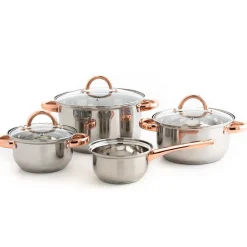 Batería Cocina 4 Pzas Inox C/Asas Bronce