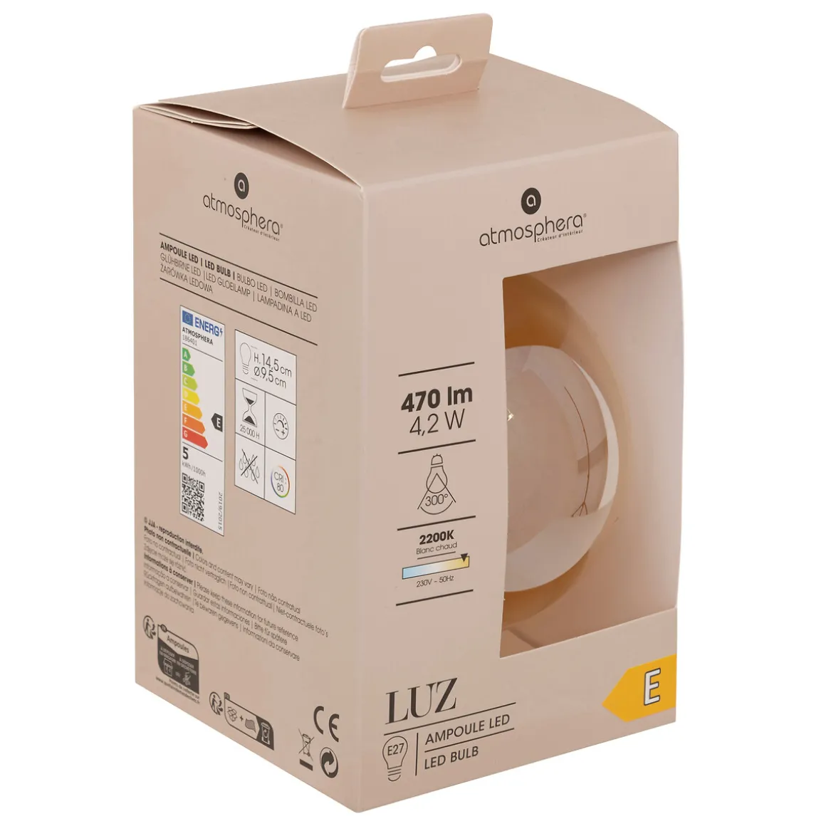 Bombilla Vintage Led Ámbar G95 2W E27