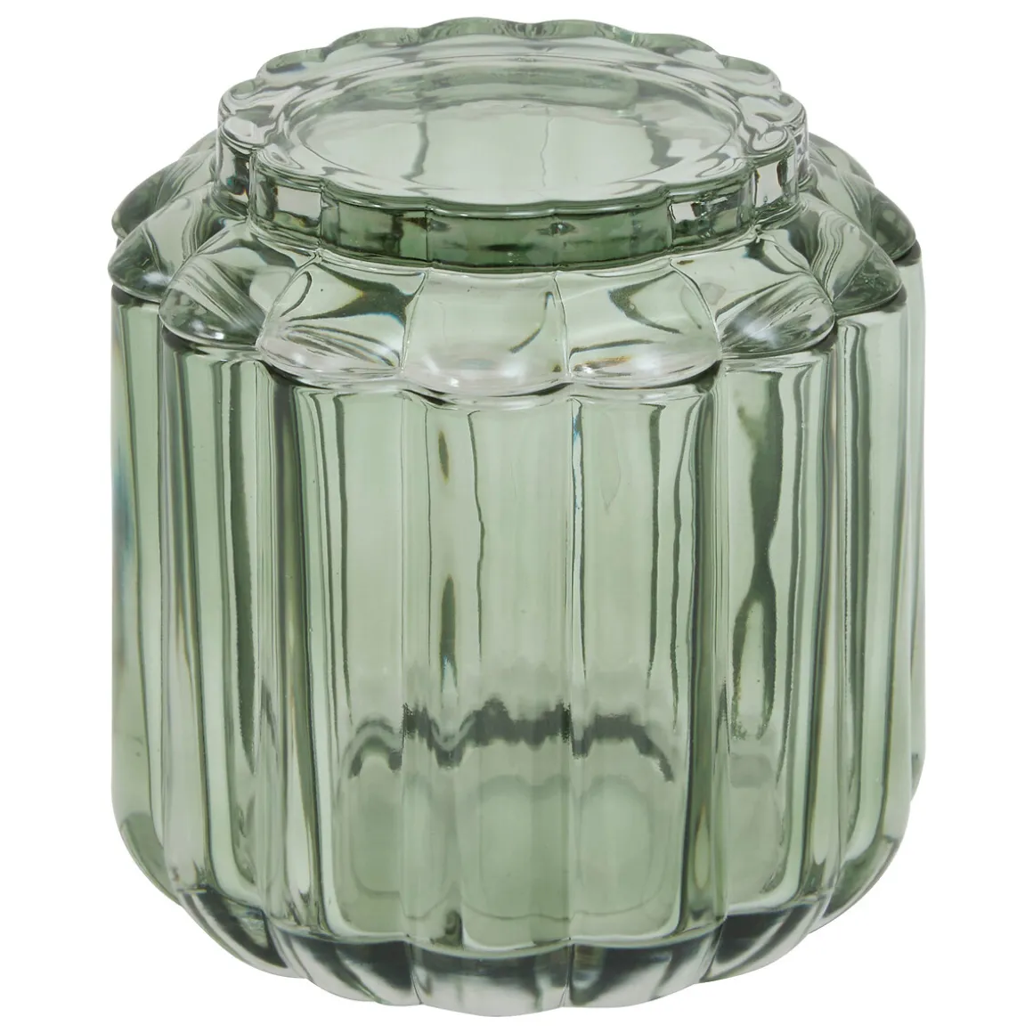 Bote para algodón FLOREA verde de vidrio