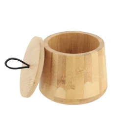 Bote Para Algodón Redondo De Bambú