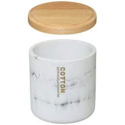 Bote Para Algodones Bambú Efecto Mármol
