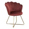 Butaca BLOOM terciopelo burdeos con patas doradas