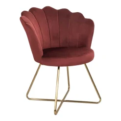 Butaca BLOOM terciopelo burdeos con patas doradas