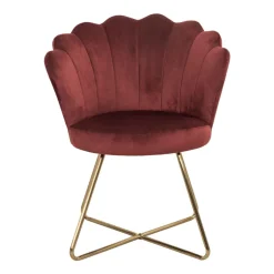 Butaca BLOOM terciopelo burdeos con patas doradas