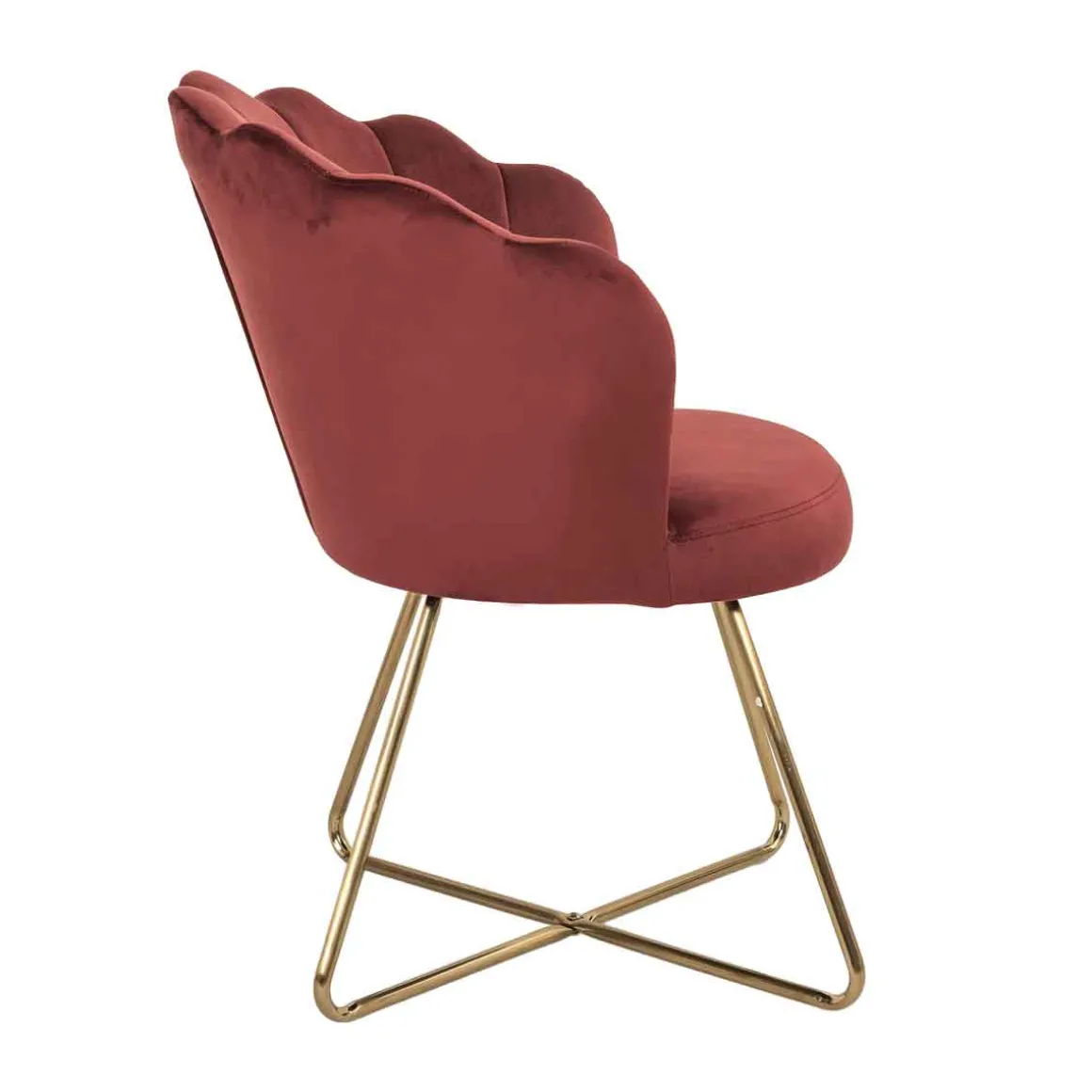 Butaca BLOOM terciopelo burdeos con patas doradas