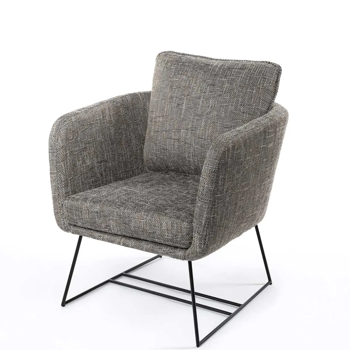 Butaca TIM gris con patas metálicas negras