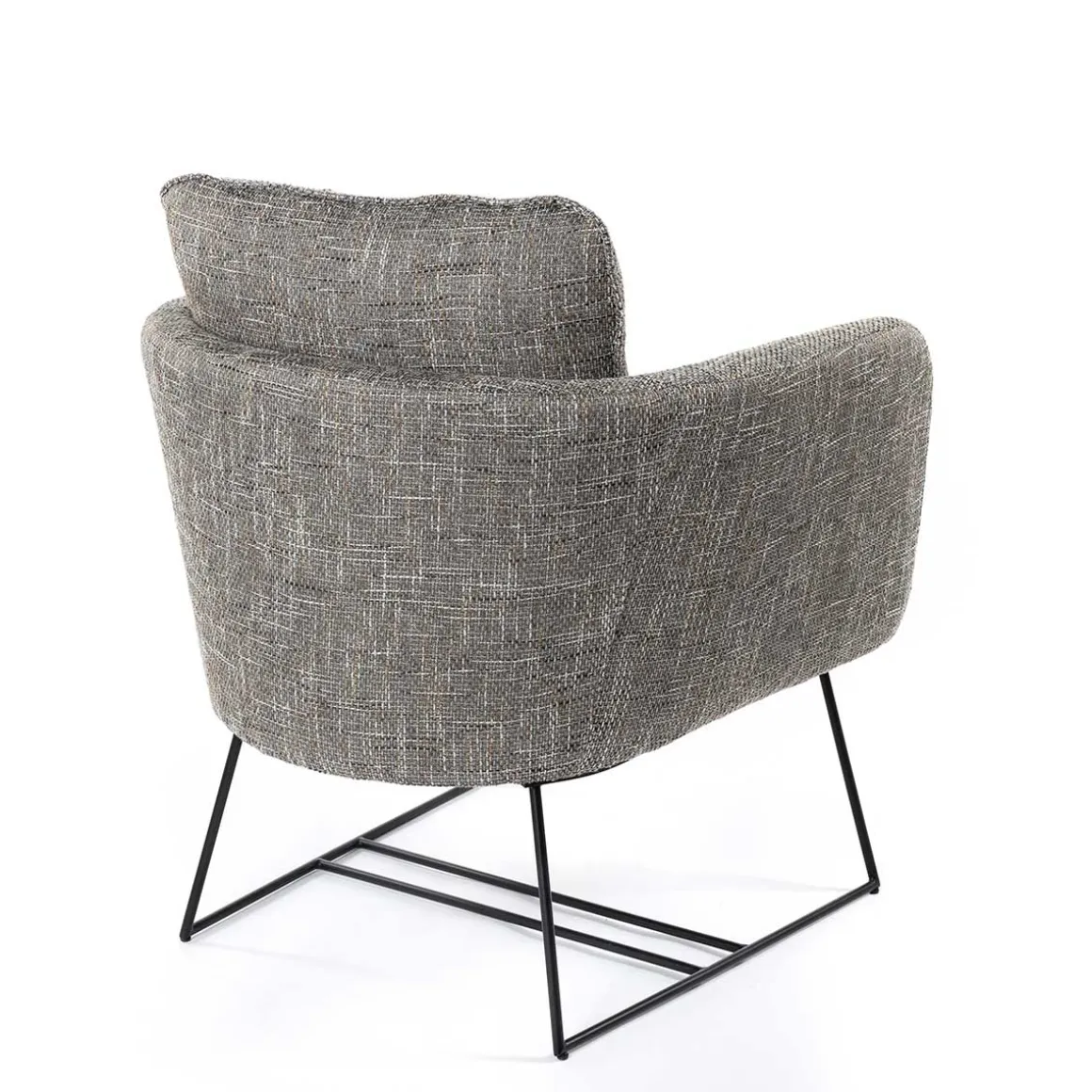 Butaca TIM gris con patas metálicas negras