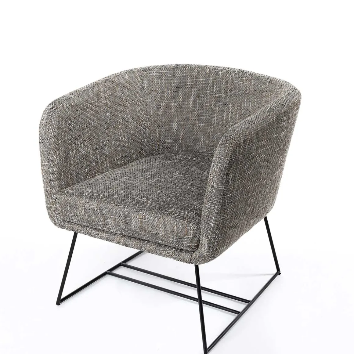 Butaca TIM gris con patas metálicas negras