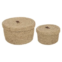 Caja ARIANNA beige de rafia 28cm