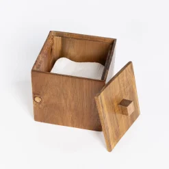 Caja de algodón de madera de acacia