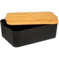 Caja De Almacenaje C/Tapa De Bambú 13.5L
