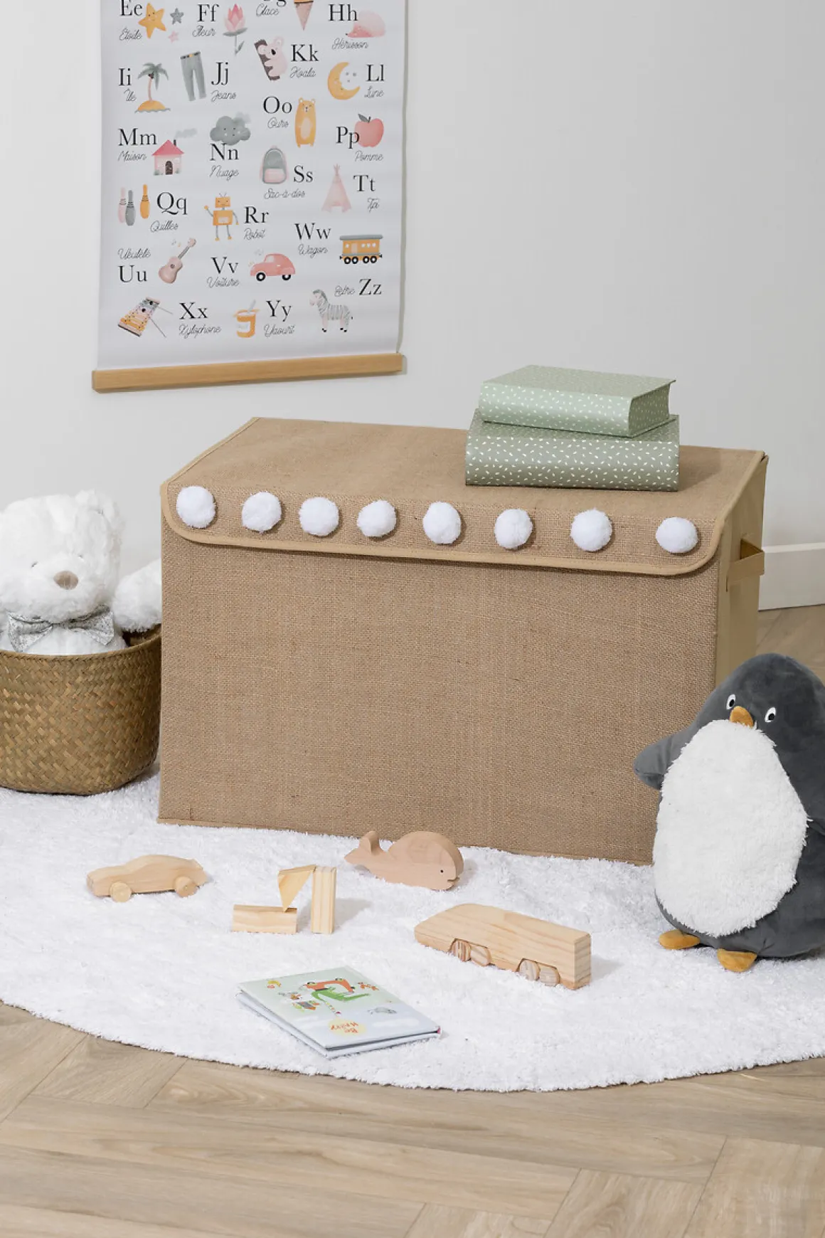 Caja de almacenaje OASIS con pompones