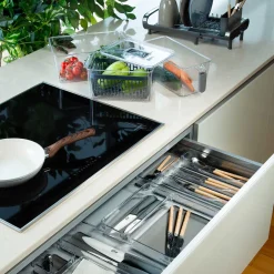 Caja de almacenamiento transparente con asas